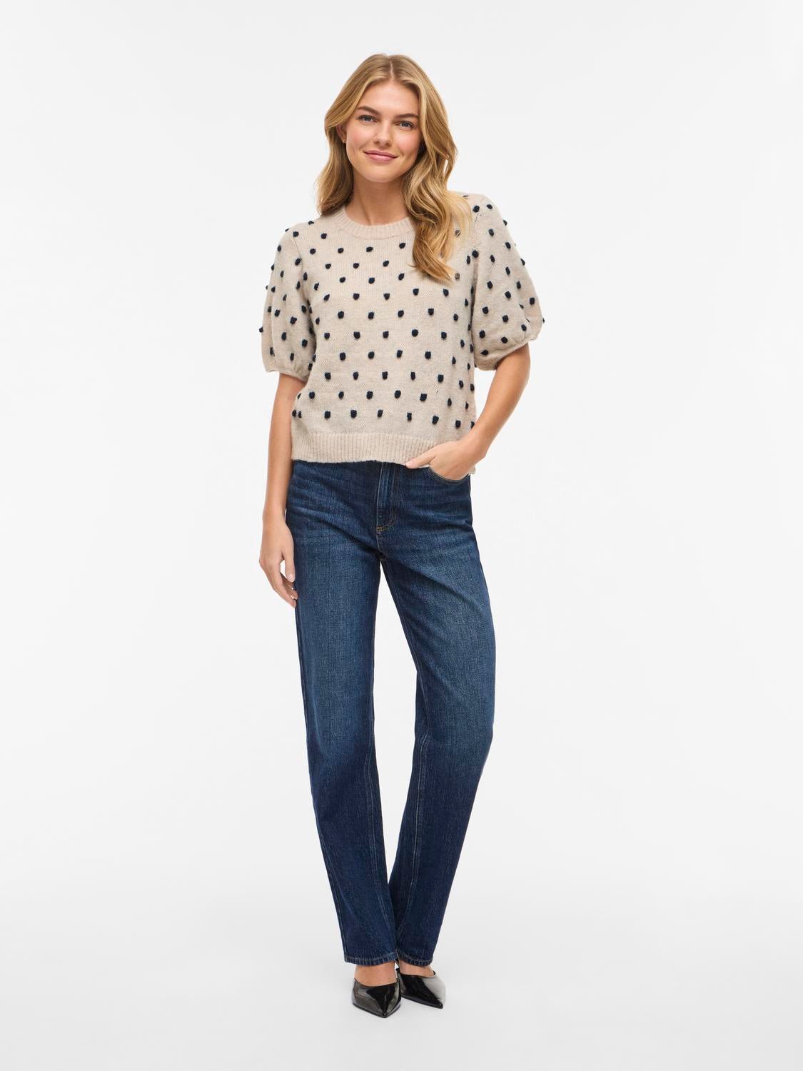 VIDOTTIE Knit Top - Birch - VERO MODA & VILA Bergvik